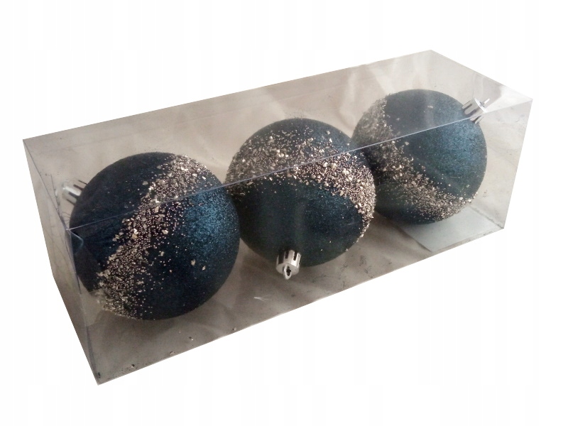 

Bombki Granatowe z brokatem 8cm |Kostka 3szt