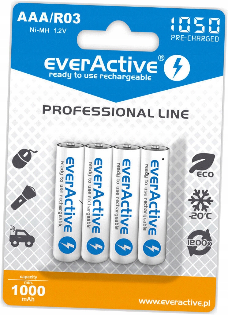 Akumulatory R03 AAA Ni-MH everActive 1000mAh 4BL