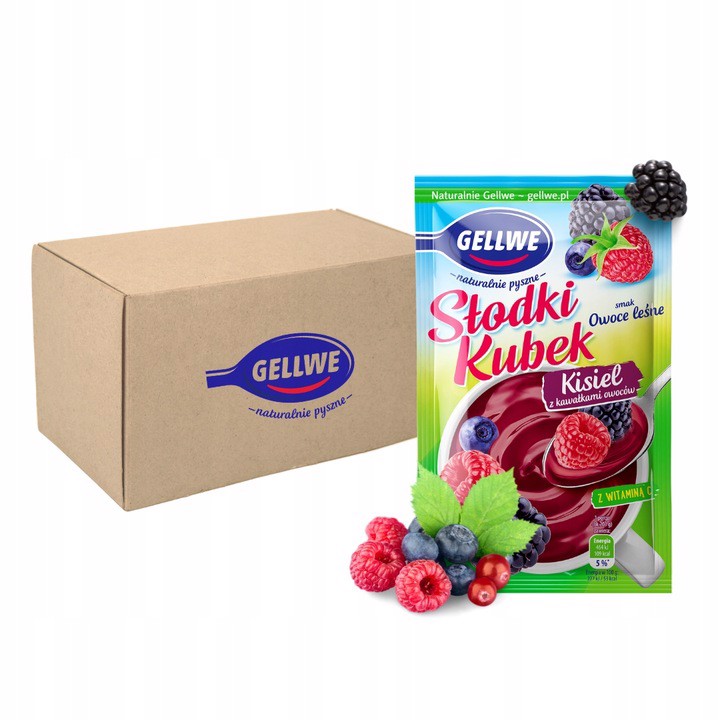 Gellwe Sladký Kysel s kousky ovoce, příchuť lesní ovoce 28 g x 30 kusů