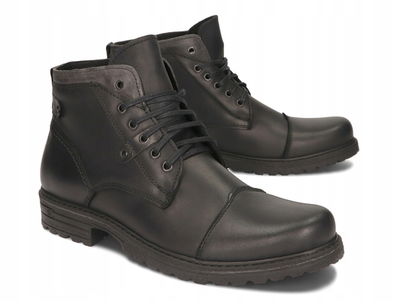 TRZEWIKI ZIMOWE BUTY POLSKIE SKÓRA C15S CZARNY 44