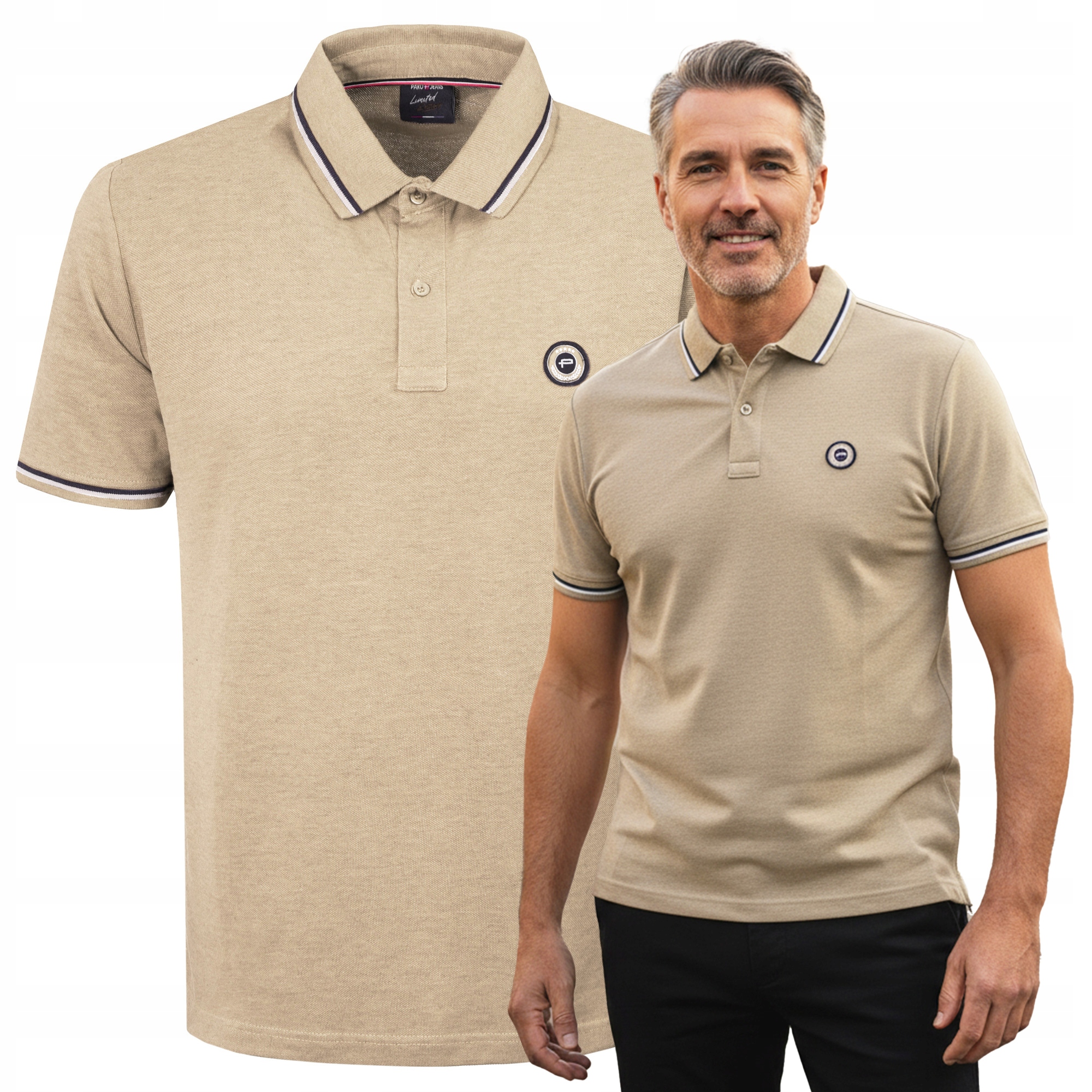 polokošile Béžové Bavlněné Maksim Elegantní XL Pako Jeans