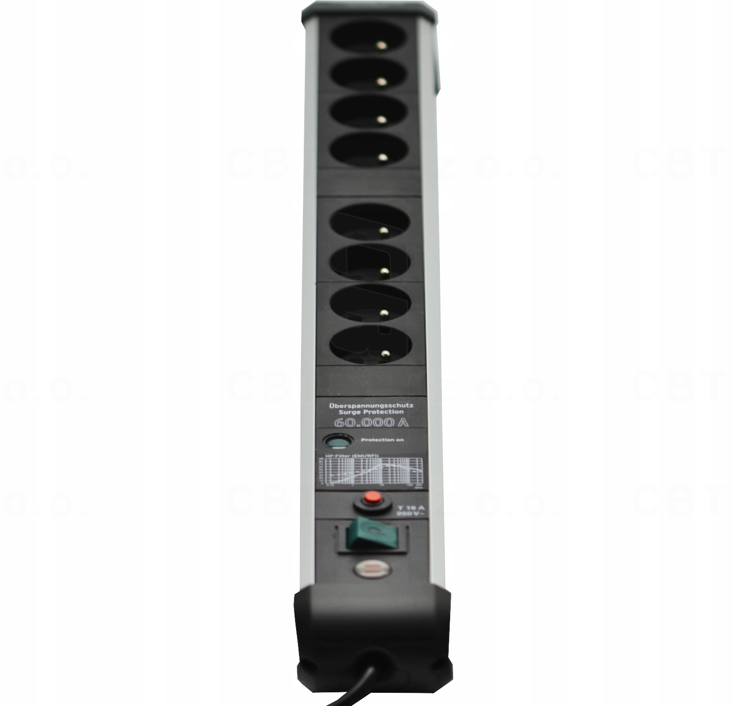 LISTWA ZASILAJĄCA PRZECIWPRZEPIĘCIOWA 8 GNIAZD KABEL 3M 60.000A PRZEDŁUŻACZ Stan opakowania oryginalne