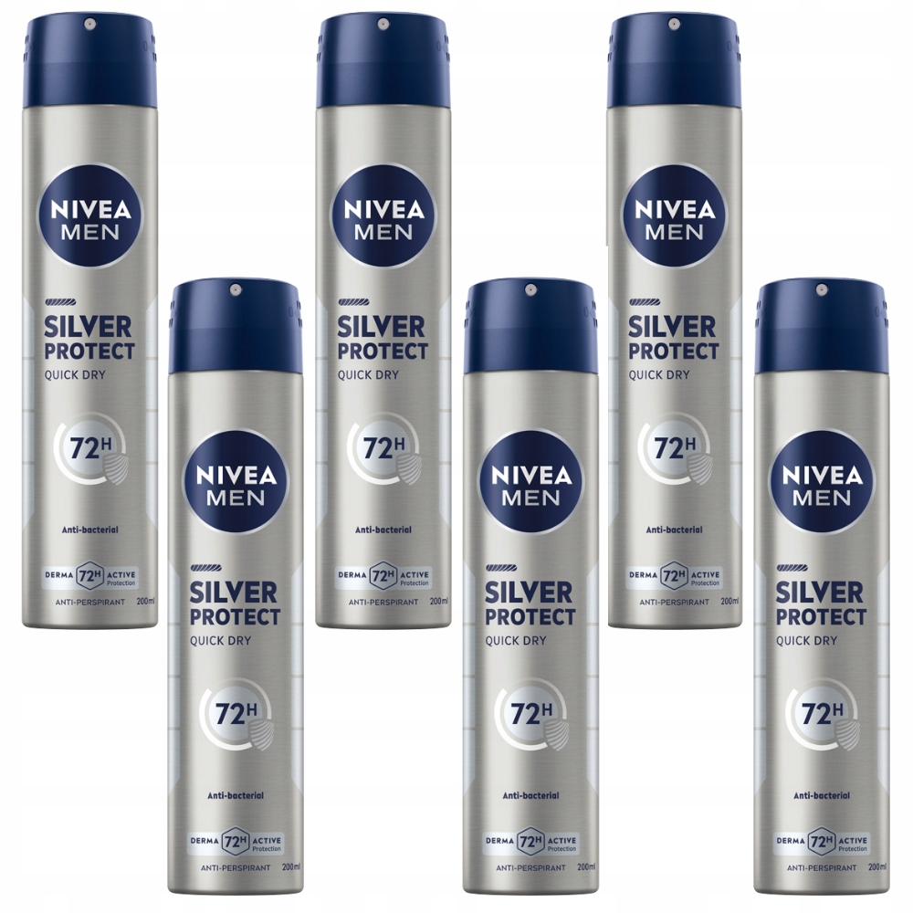 Nivea Men Silver Protect Antyperspirant męski w sprayu pod pachę 200ml x6