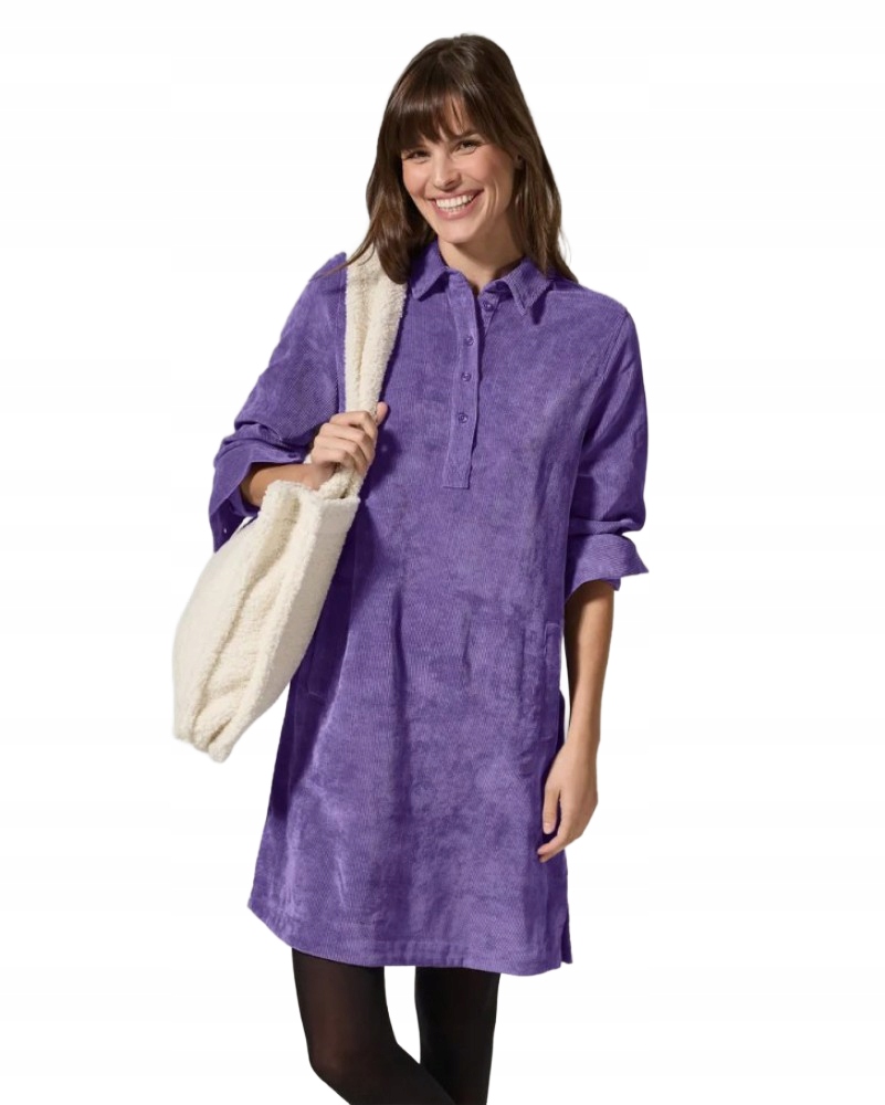 Cecil Fialová Šaty S Límečkem A Knoflíčky XXL 6EA