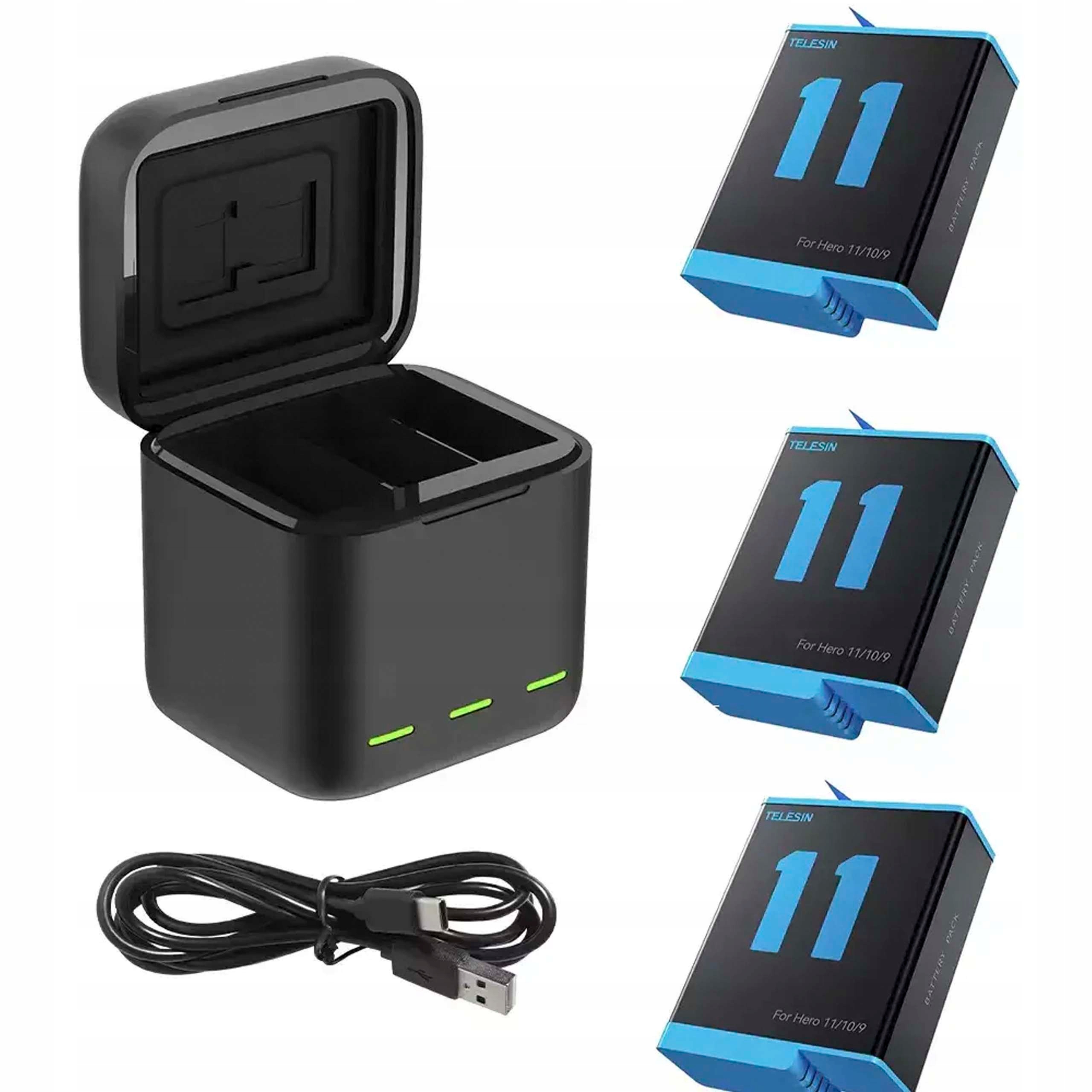 

Ładowarka 3x Akumulator Do Gopro Hero 11 10 9