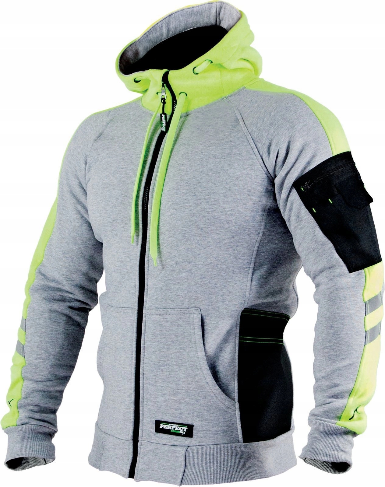 Bluza rozpinana z kapturem i kieszeniami odblaskami robocza 440g Mechanick