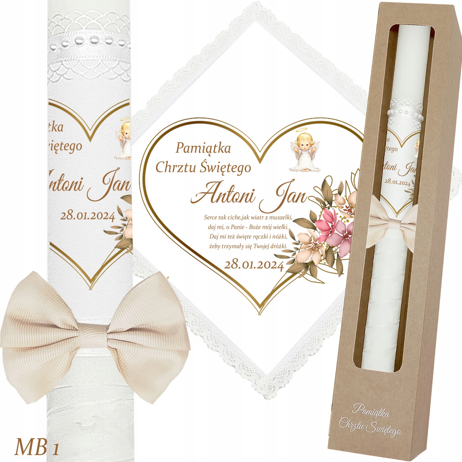 ŚWIECA NA CHRZEST SZATKA DO CHRZTU IMIĘ PUDEŁKO Marka inna marka
