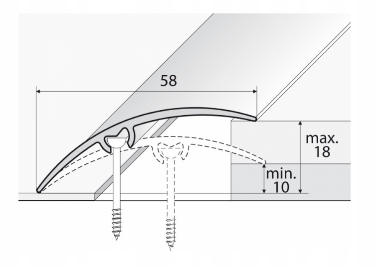 LISTWA progowa A75 58mm INOX szczotka 93cm Kod producenta A75-58mm