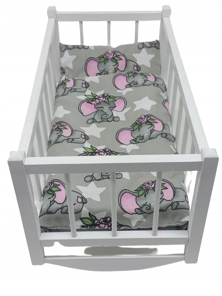 KOŁYSKA DREWNIANA dla lalek + POŚCIEL 3elementy