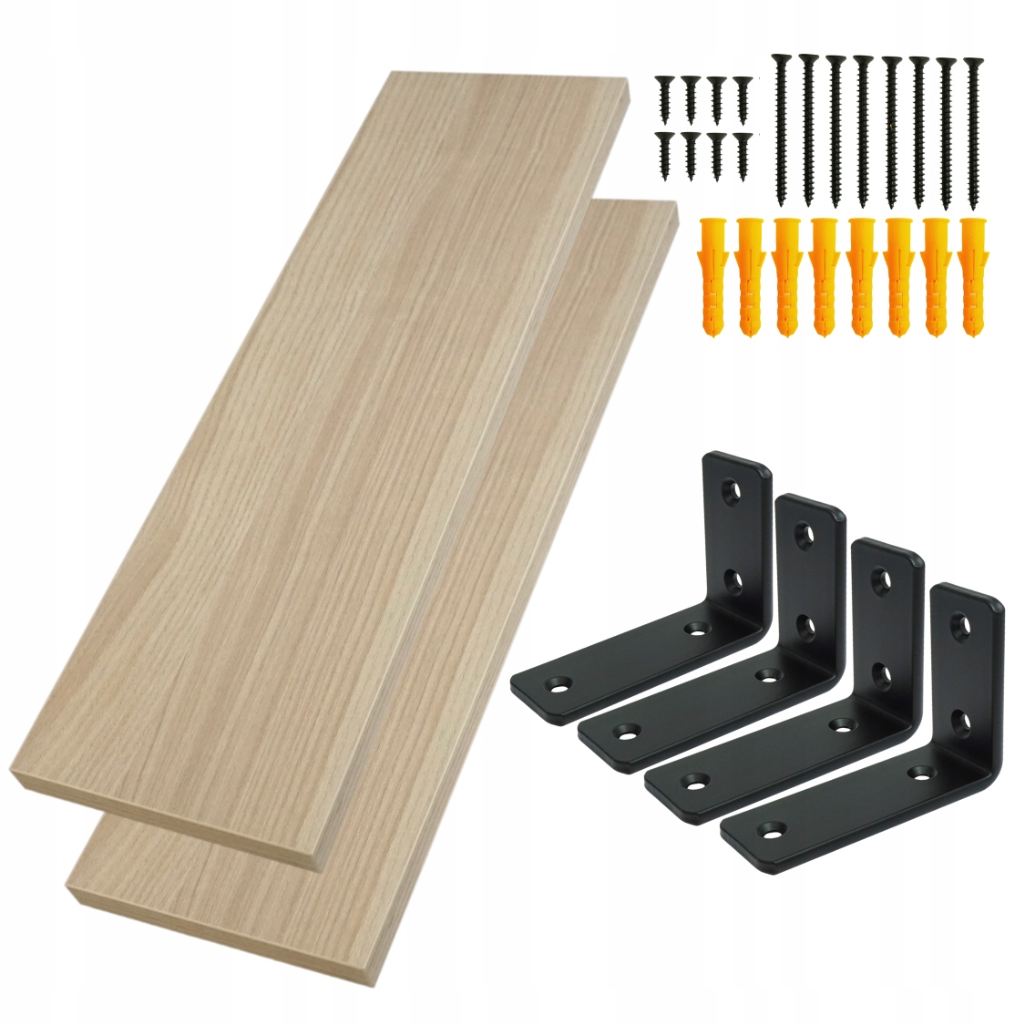 2 x nástěnná police jasan 50 x 20 laminovaná deska formát nábytku podpěra