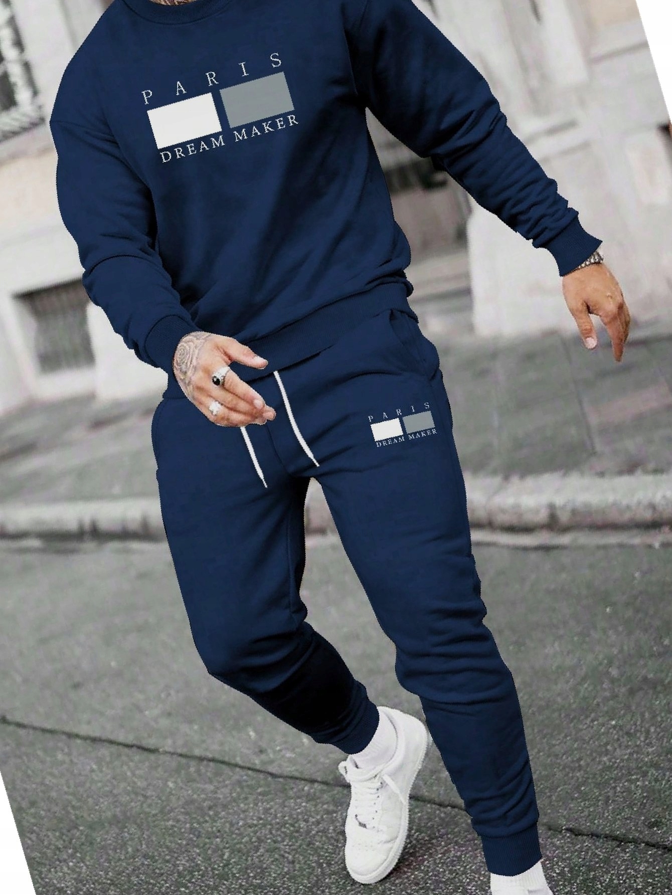 Teplákovka Pánská Casual Mikina S Potiskem Zateplené kalhoty Navy M