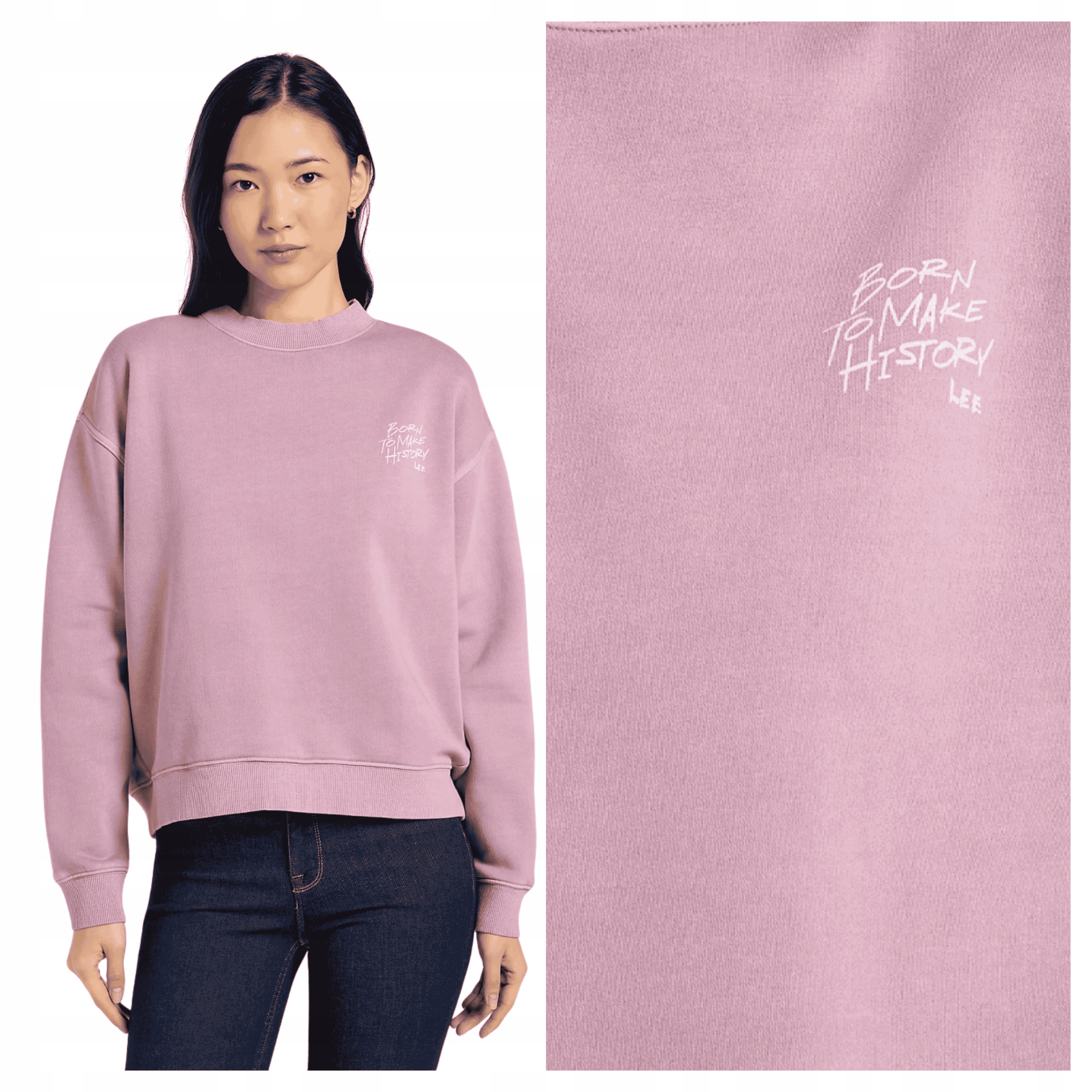 Mikina Lee Graphic Crew Sws Bavlněná Růžová Xs