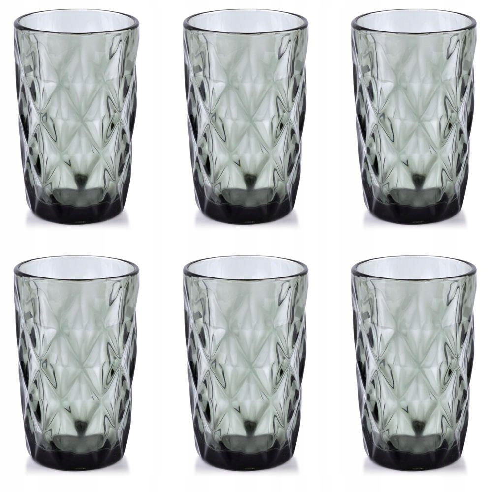 

Komplet 6 szarych szklanek 300 ml grube szkło