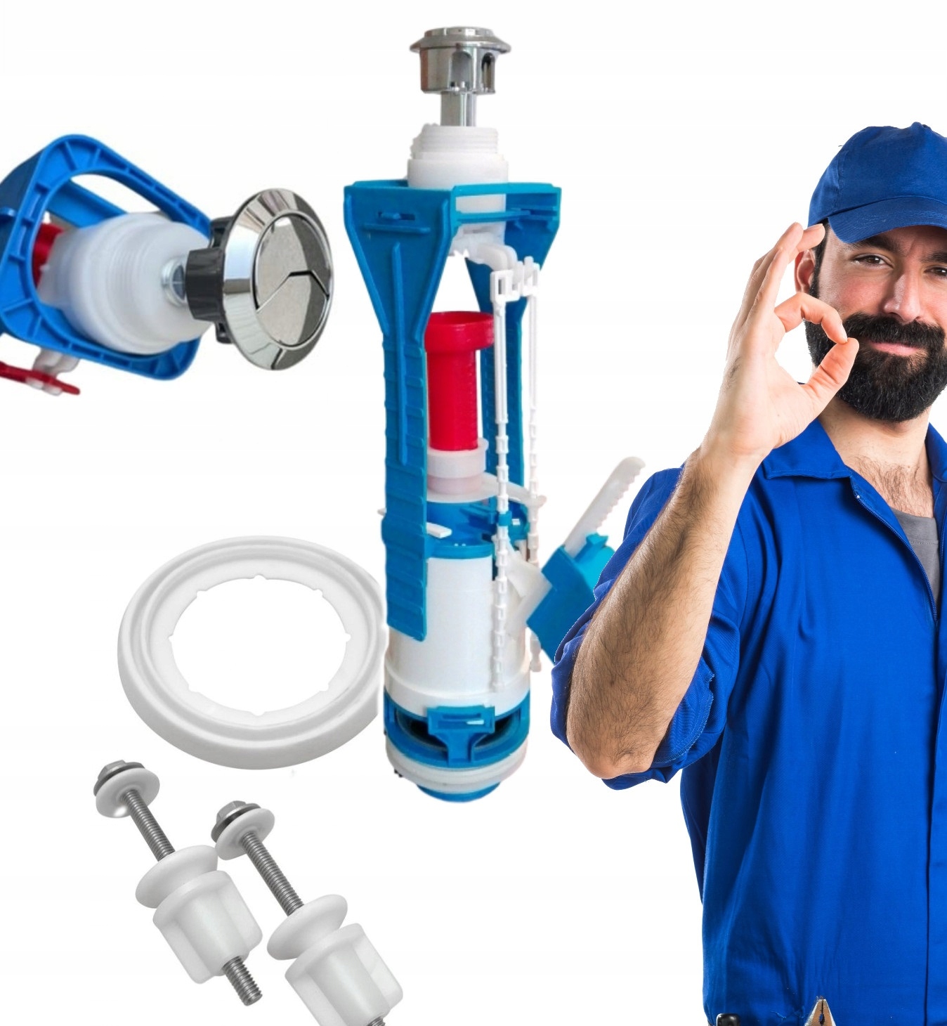 

Zawór Spustowy spłuczki 3/6 L Dwufunkcyjny Zestaw