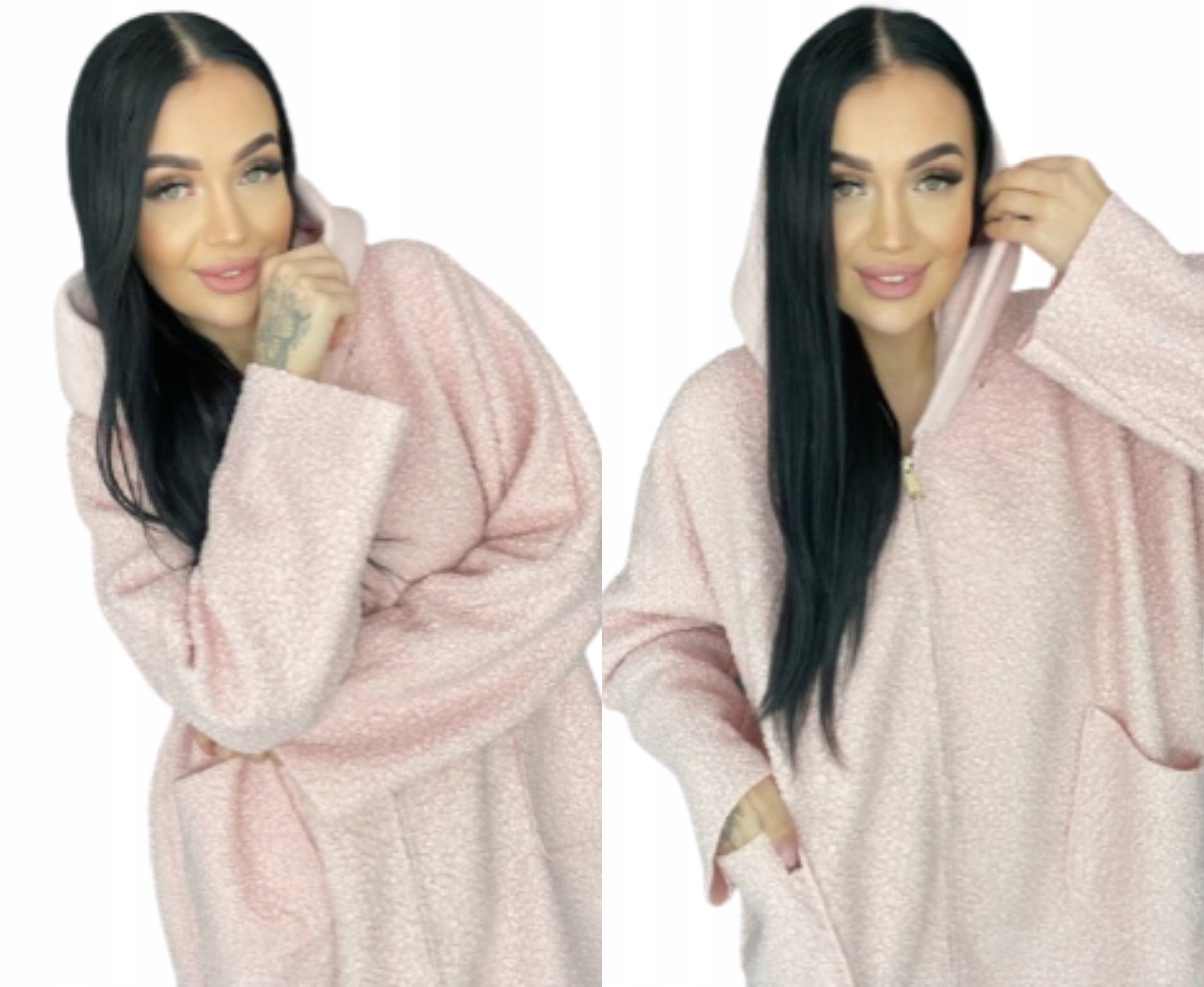 Mikina Plus Size Uzlíková Z Oversize Bukli XXXXL Pudrová Růžová