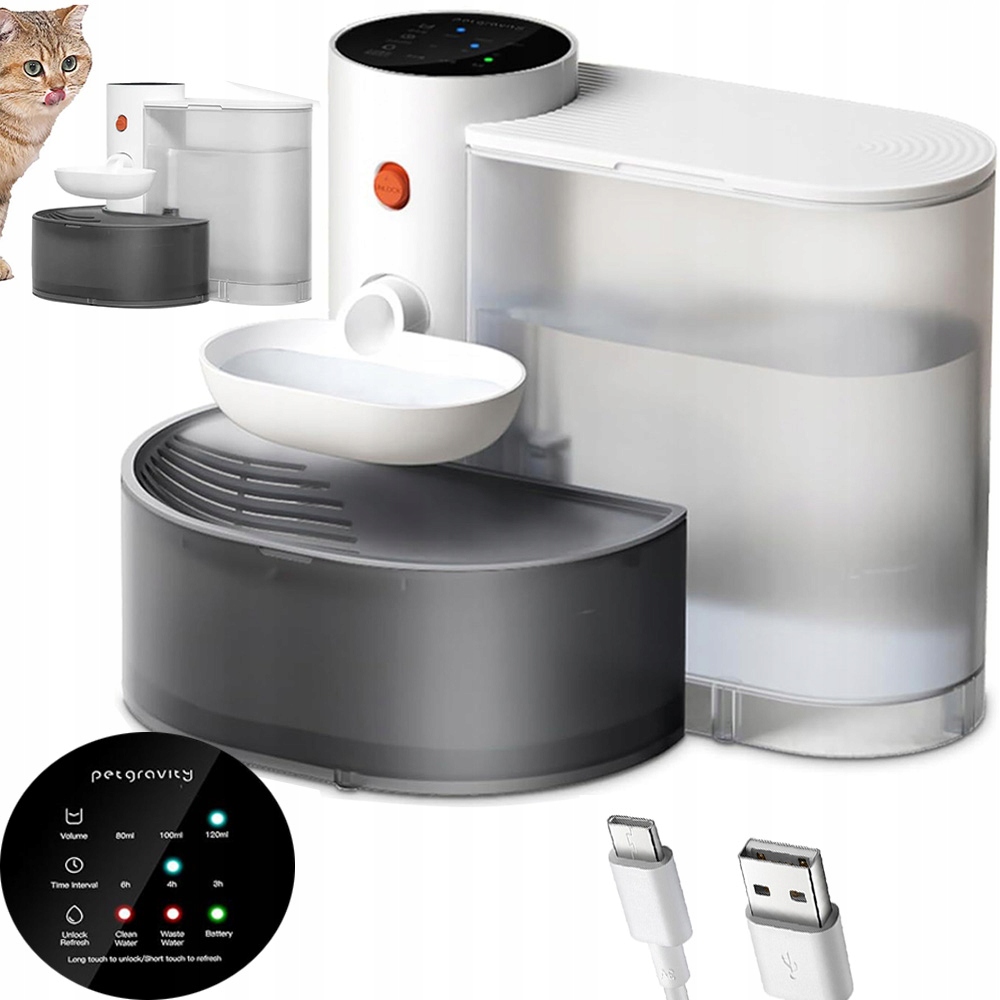 Levně Inteligentní Dávkovač Vody Pro Kočky S Tichým Chodem A 3L Nádrží