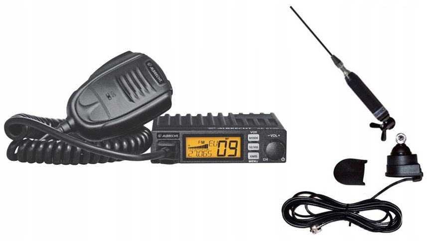 RADIO CB ALBRECHT 6120 ASQ + ANTENA MONTAŻOWA SIRIO TITANIUM 1500 + UCHWYT
