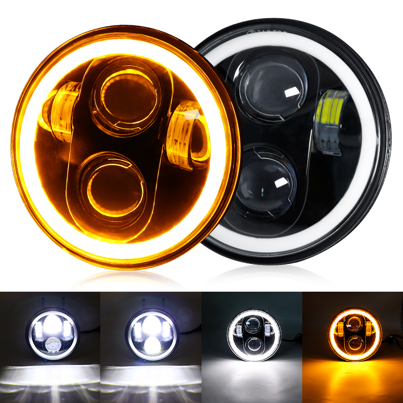 REFLEKTOR MOTOCYKLOWY H4 LED STYLU VINTAGE 12V DC SUPER JASNY 5.75in