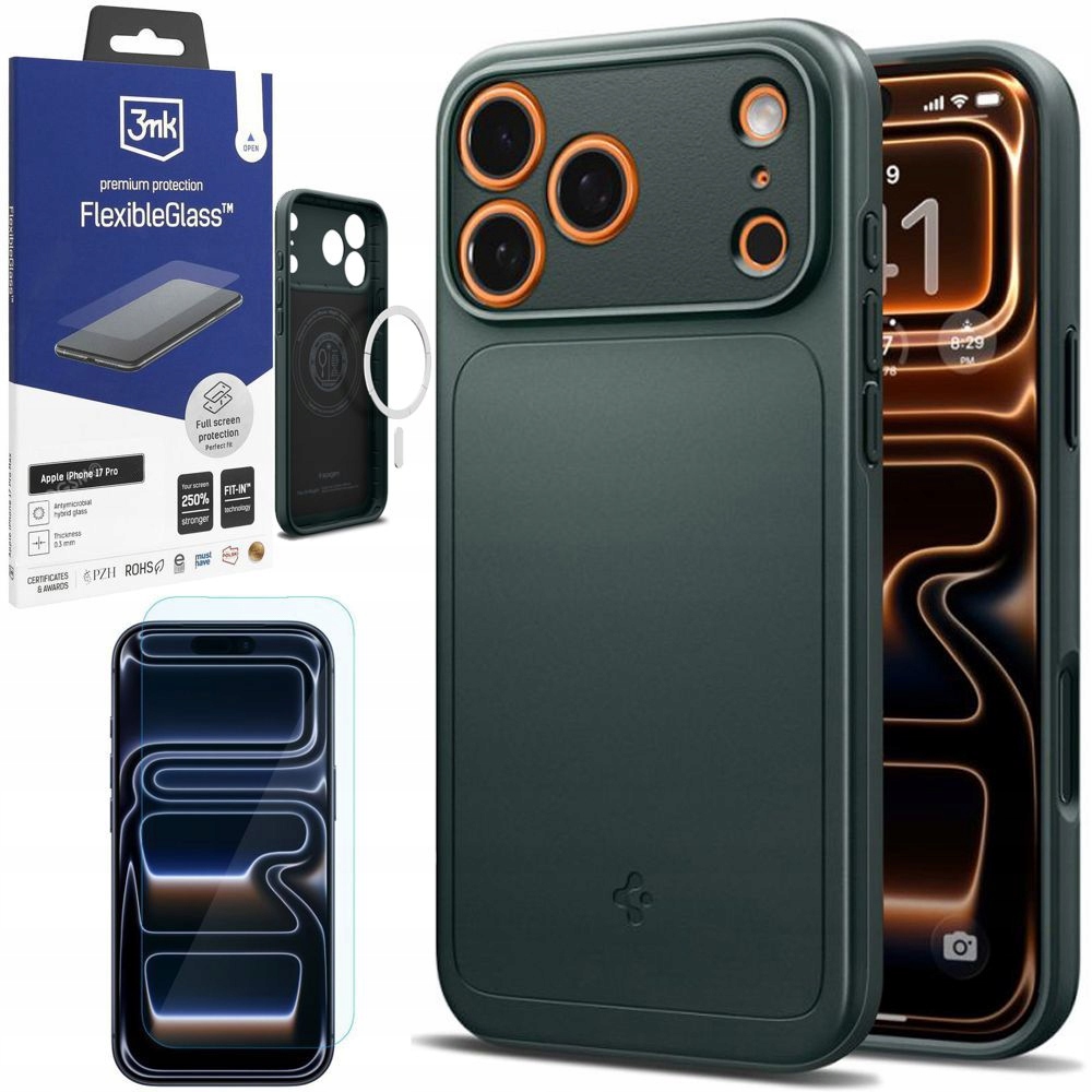 Pouzdro Spigen Thin Fit MagSafe ochranné Sklo 3mk pro Apple iPhone 17 Pro