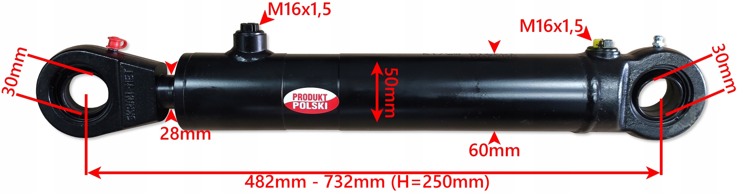 CJ2F.50.28.250-00 - Гидравлический цилиндр снежной пробки CJ2F 50X28X250