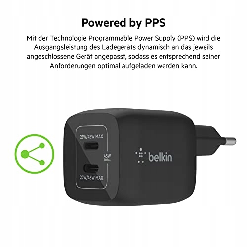 BELKIN Ładowarka USB-C 45W 2 Porty Szybkie Ładowanie Power Delivery — miniatura 6