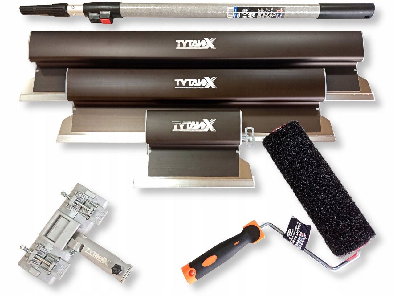 ZESTAW ALUMINIOWYCH SZPACHLI DO GŁADZI TYTANX III BEZ WALIZKI (AL) + WAŁEK