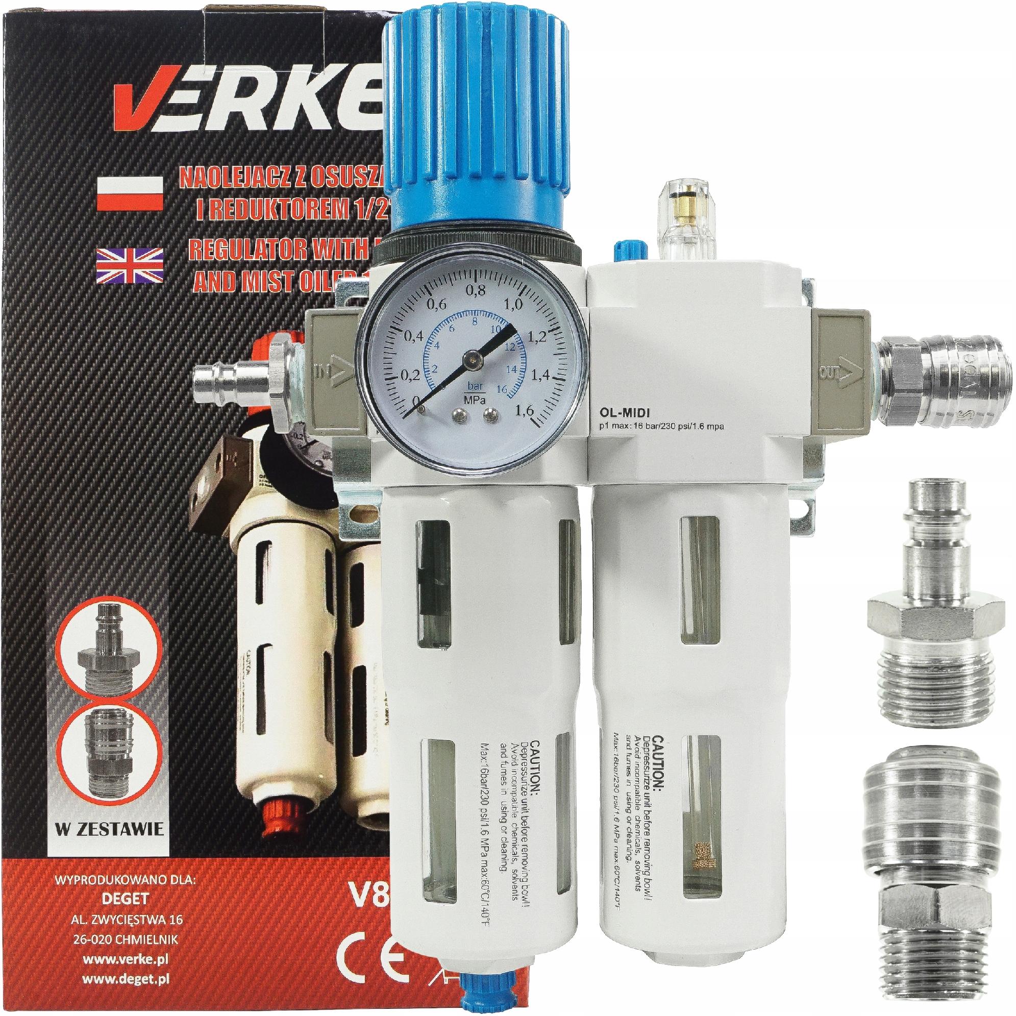 REDUKTOR CIŚNIENIA FILTR ODWADNIACZ NAOLEJACZ 1/2 Marka Verke