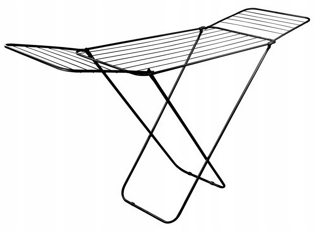 Levně Sušák stojící 18 m, černý, skládací, ocelový, 182×50×97 cm