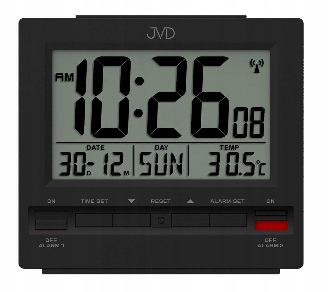

Budzik Z Termometrem Jvd RB9371.2 Dwa Alarmy DCF77