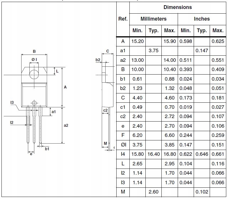 Triak BTA16-600C 16A 600V 25mA TO220 ST Microelectronics Producent STMicroelectronics