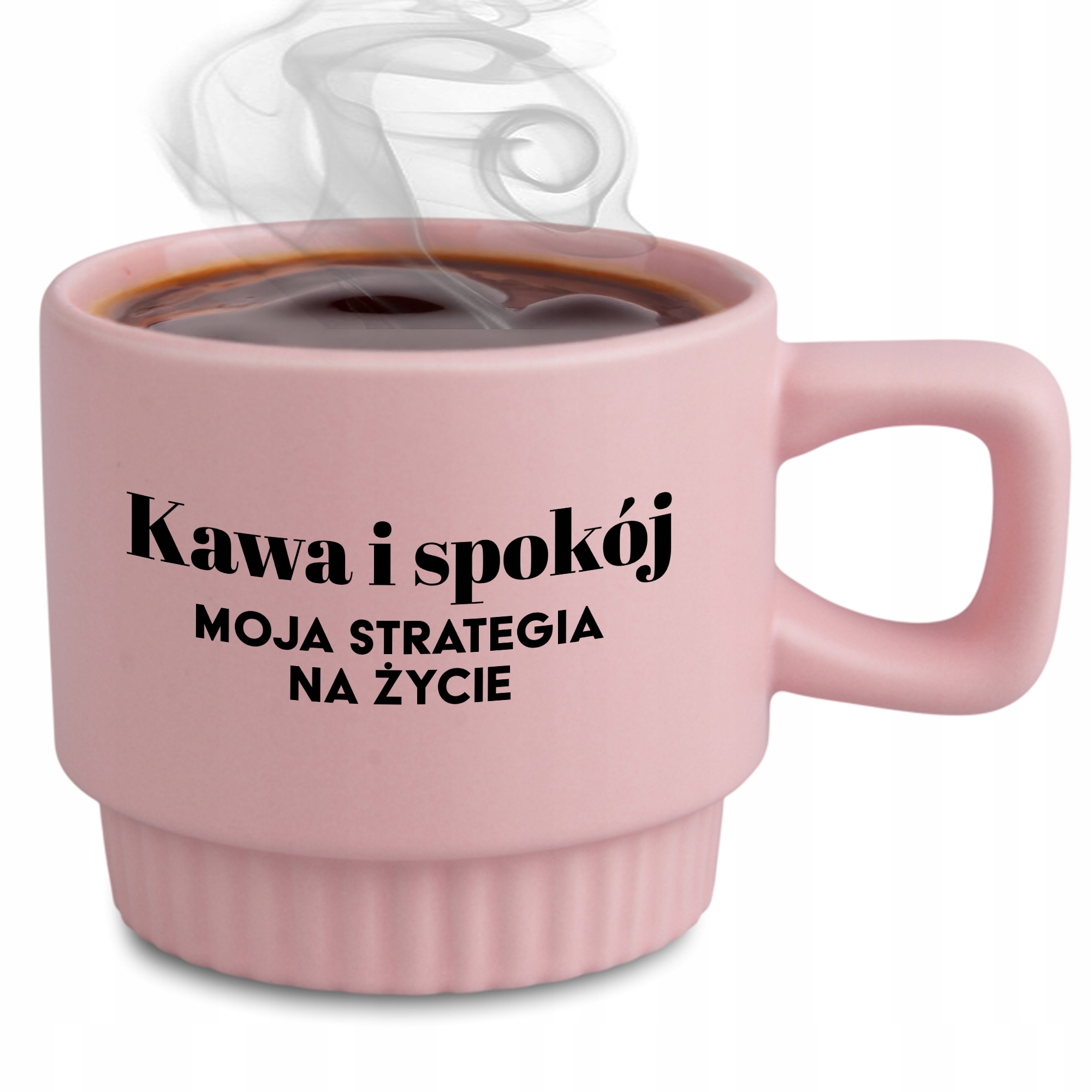 Ryflovaný hrnček Ružová Káva A Pokoj Darček do kancelárie práce Korpo