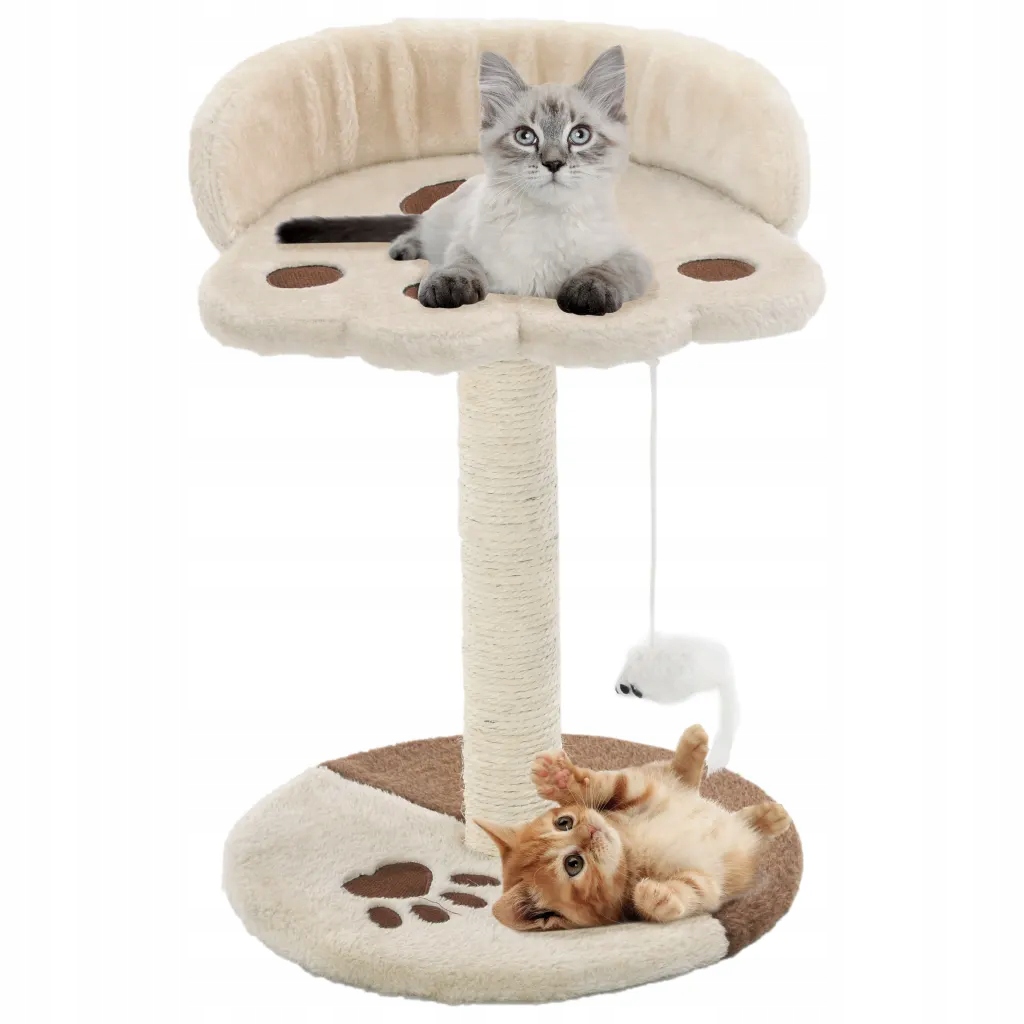Levně Škrabadlo pro kočky se sisalovým sloupkem, 40 cm, béžovo-hnědé