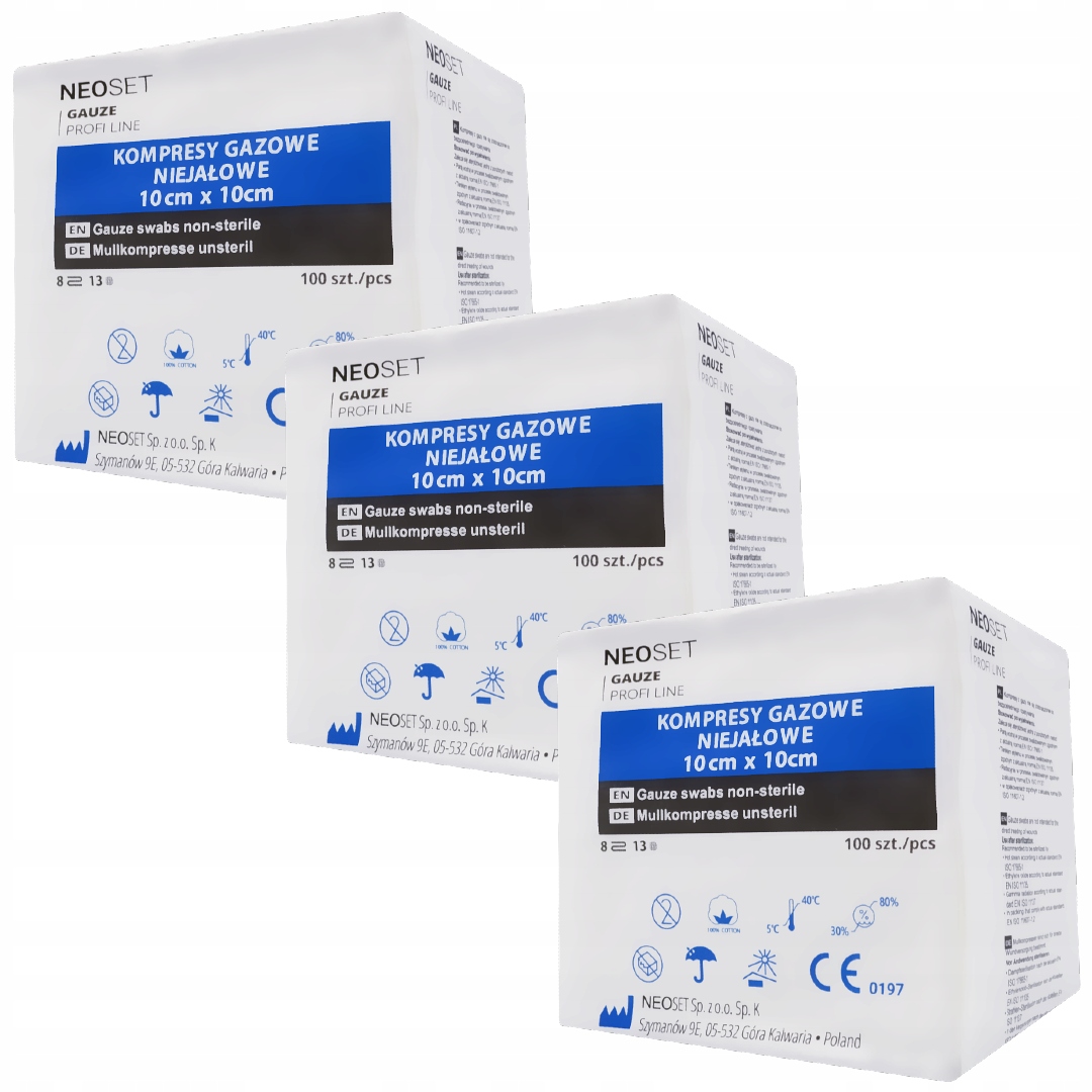 

Kompresy Gazy Bawełniane Niejałowe 10x10cm 300 Szt