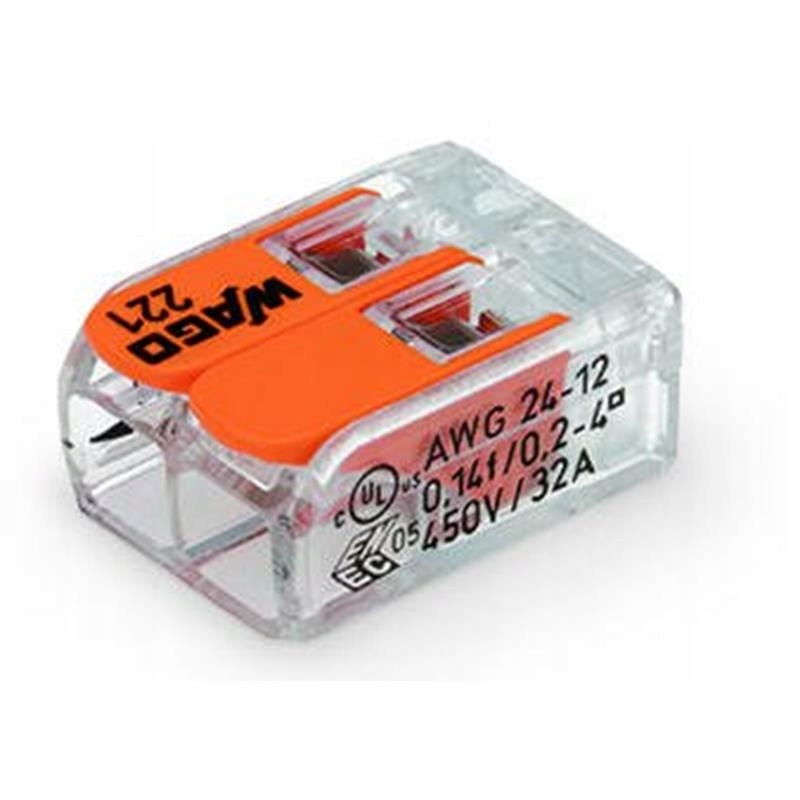 ZŁĄCZKA WAGO 221-412 LINKA DRUT 2X 0,2-4mm2 32A