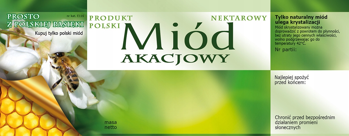 

Etykiety na Miód Akacjowy (100szt) wzór E116