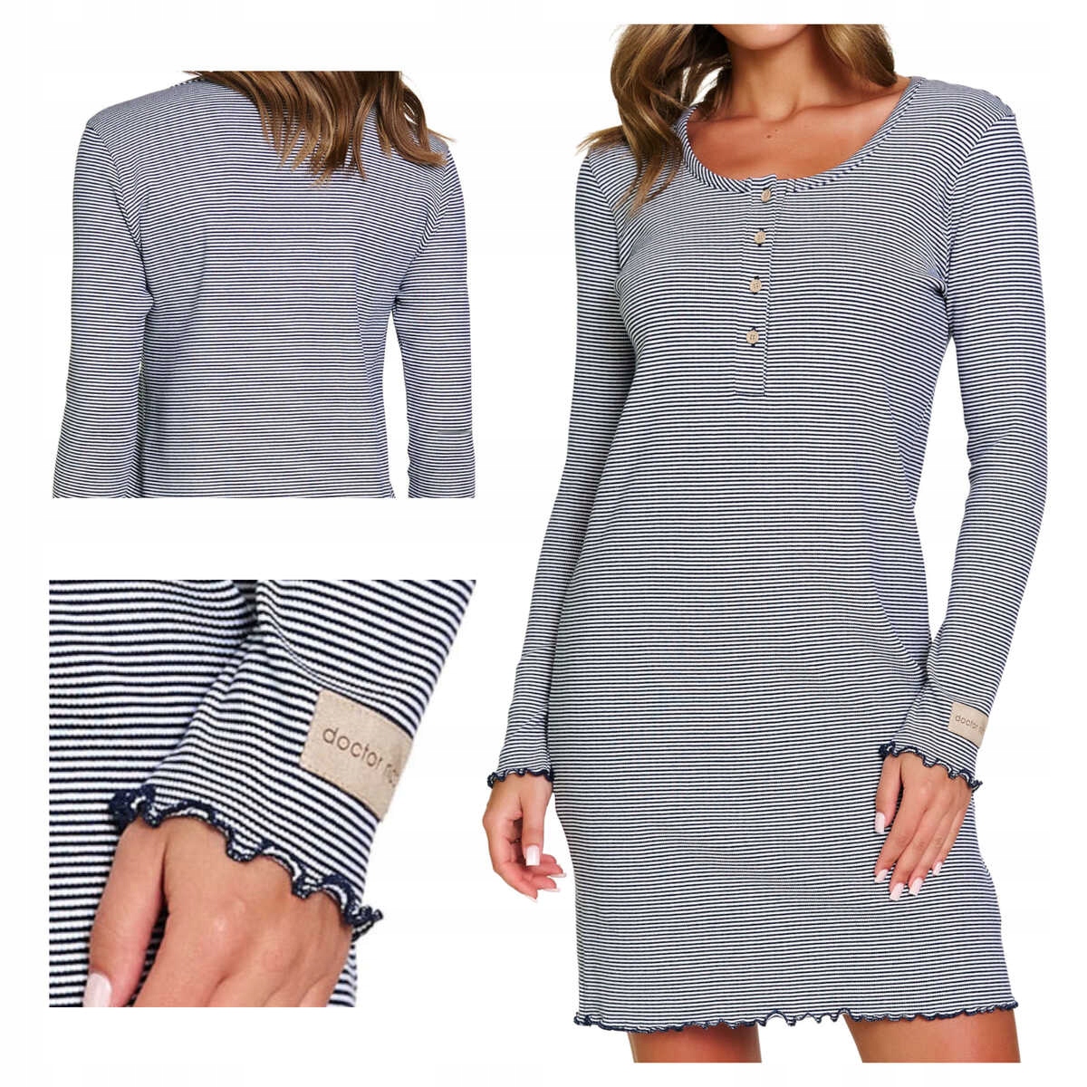 Doctornap Košile noční bavlněná s dlouhým rukávem Tm 7175 blackberry S