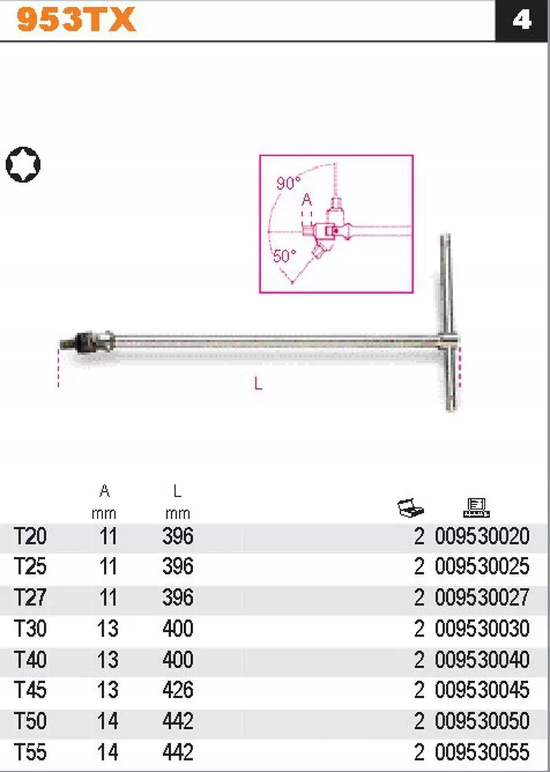 Klucz trzpieniowy profil torx z przegubem typu t t27 Marka Beta