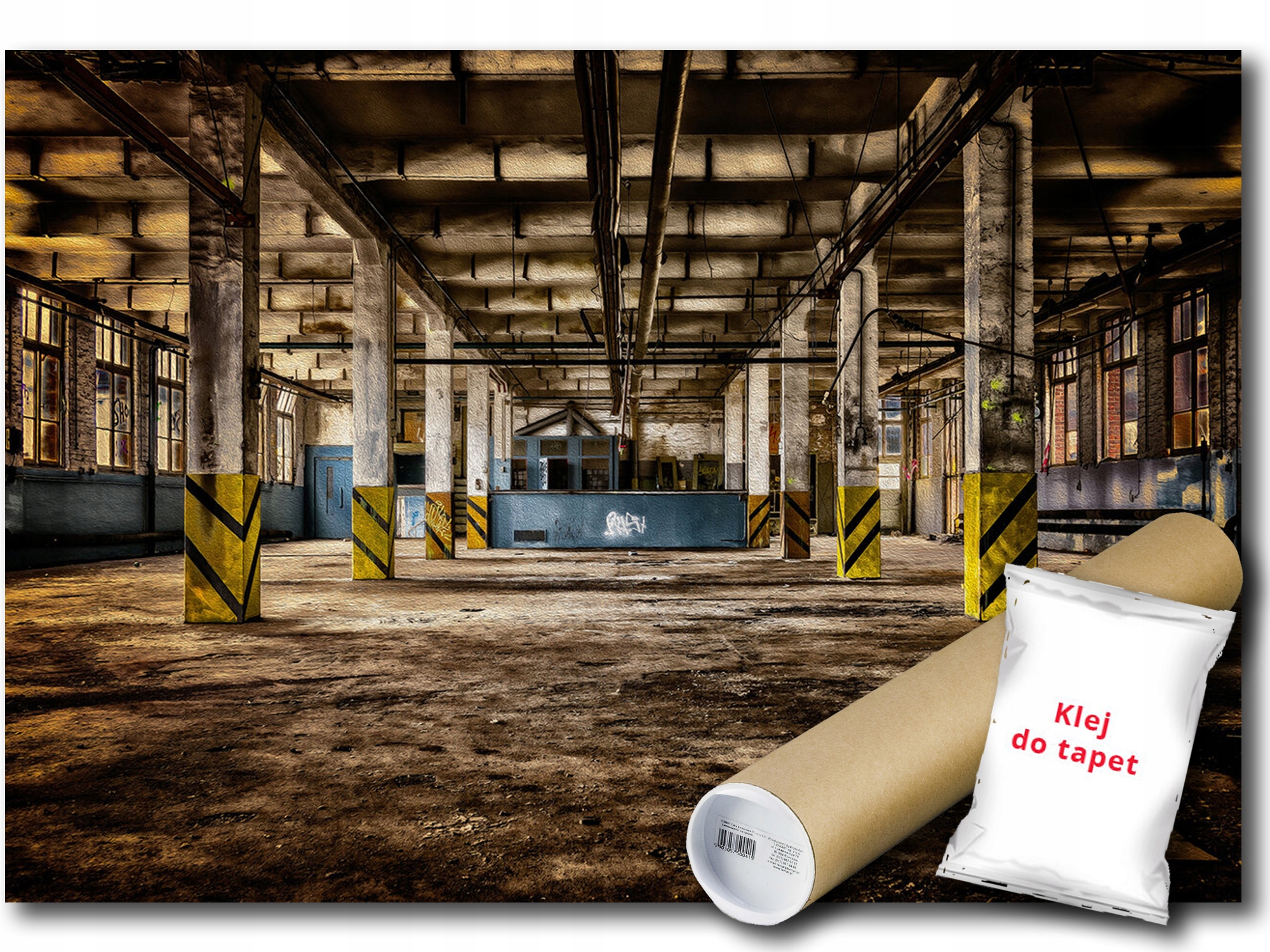 Vinylová Fototapeta Továrna Závod Hala Ruina Perspektiva Interiér 152x104