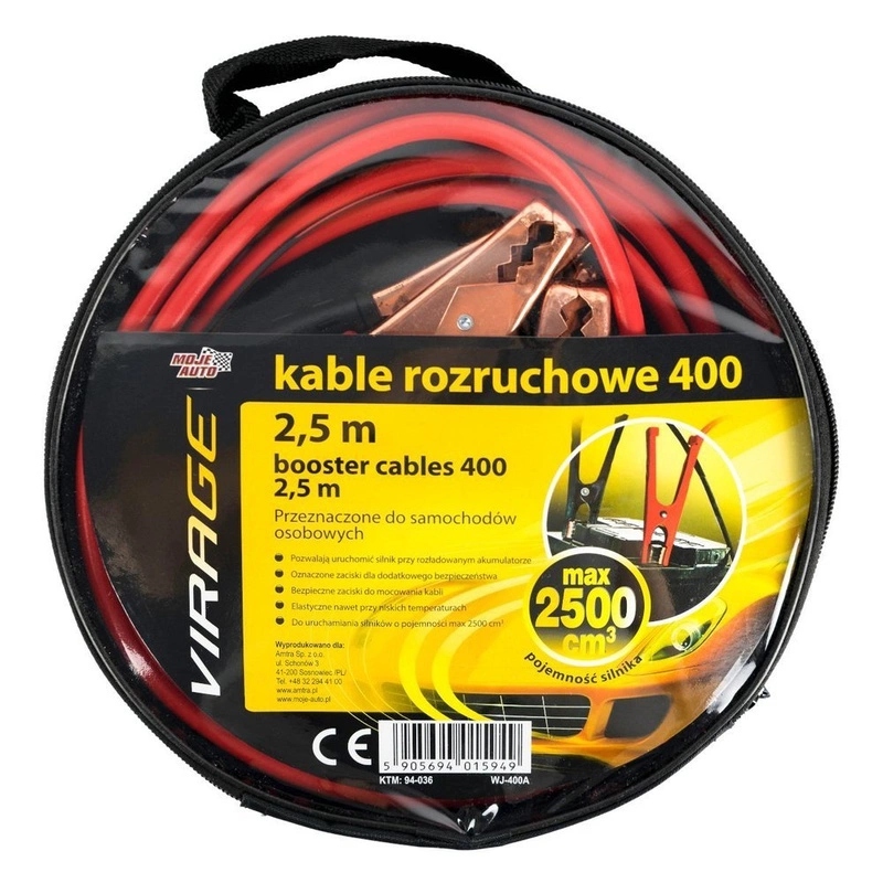 MOJE AUTO KABLE ROZRUCHOWE 400A - 2,5m ETUI