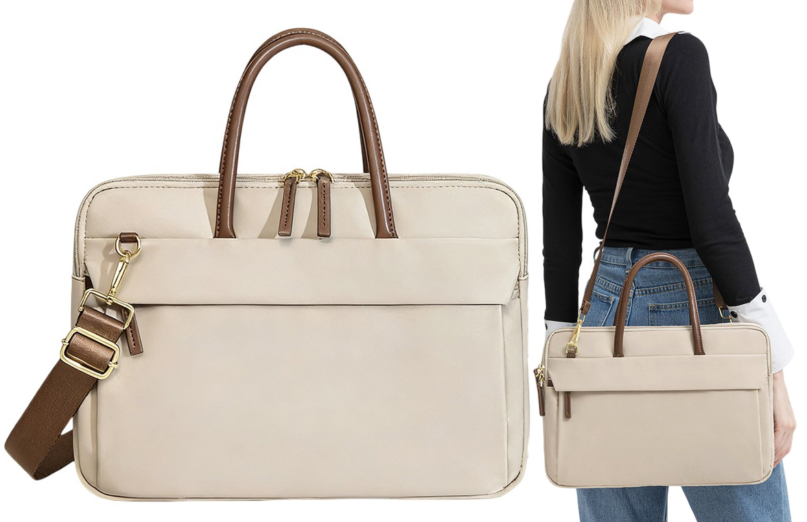 Torba Damska Na Laptopa 15,6 Cali Beż Na Ramię Do Ręki Biznesowa