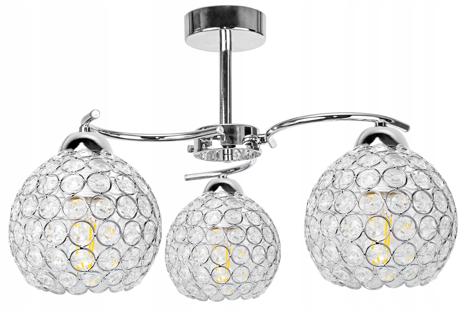 

Lampa Wisząca Plafon Żyrandol Kryształ Kule Chrom