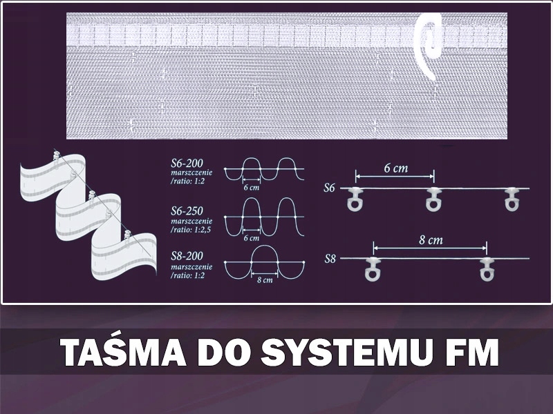 TAŚMA DO SYSTEMU WAVE FM 7CM FIRANKA TAŚMY KARNISZ Marka Verona Textil