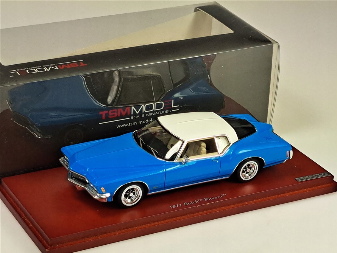 Truescale Buick Riviera 1971 Modrá s bílou střechou 1:43