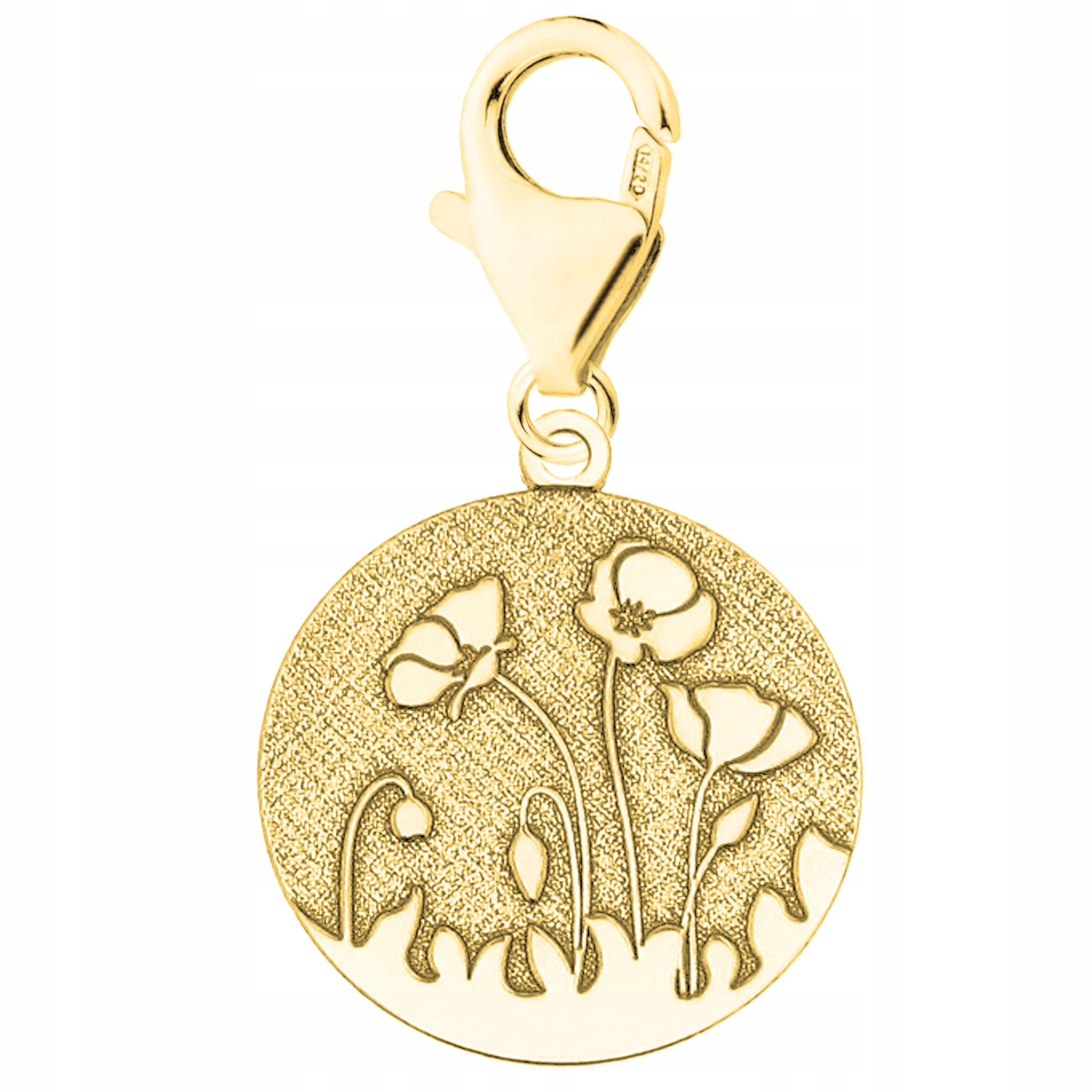 Zlatý přívěsek placička vlčí máky, stříbro 925