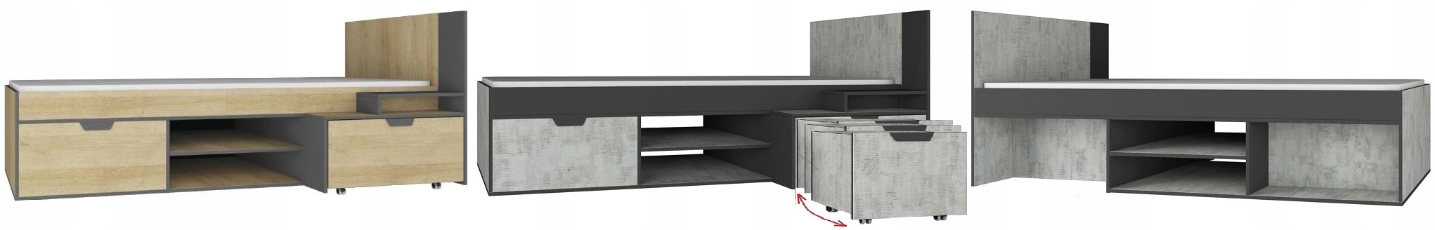 łóżko młodzieżowe stolik pojedyncze dzieci Nano 13 Kolekcja nano