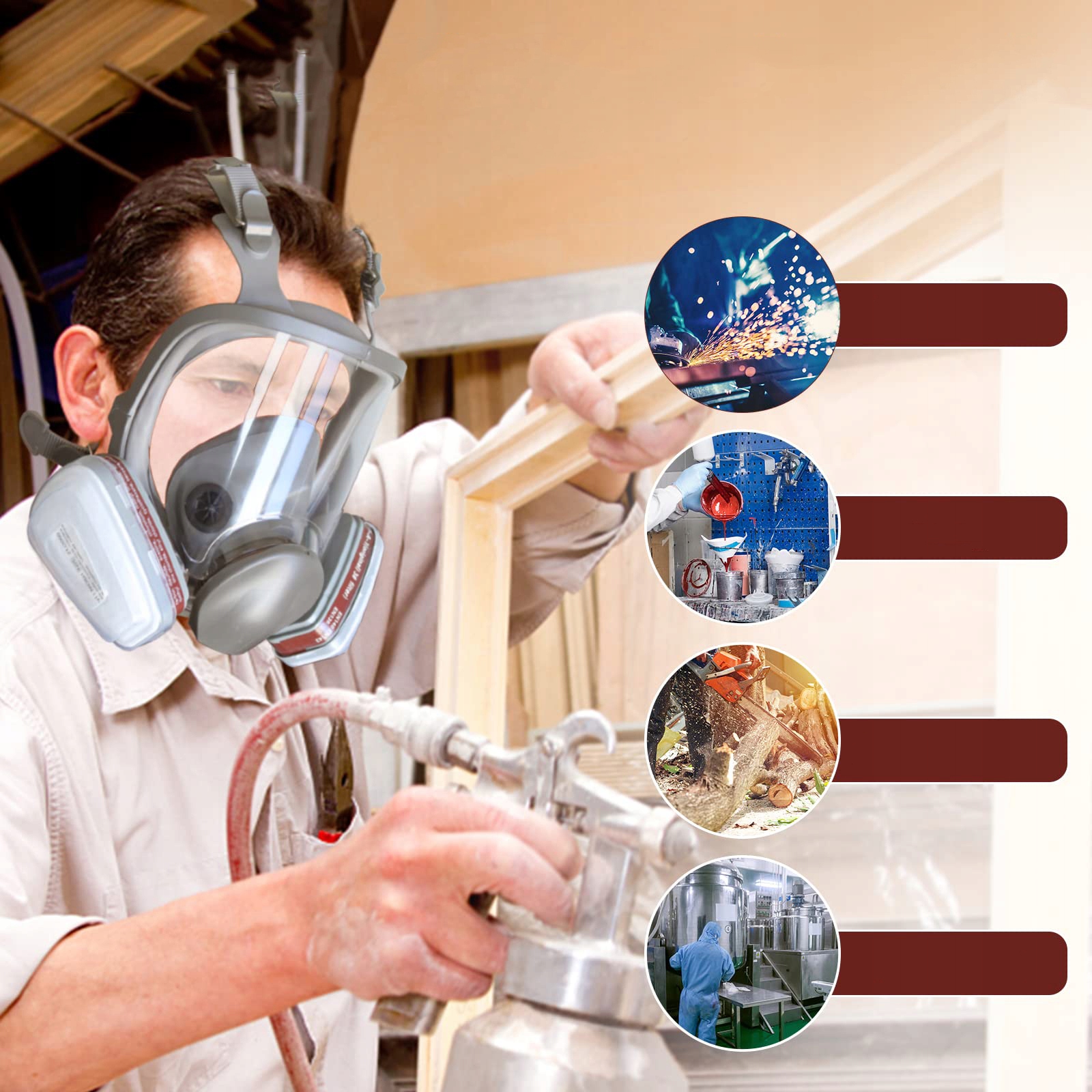 7W1 MASKA PEŁNOTWARZOWA DO WIELOKROTNEGO UŻYTKU MASKA GAZOWA DO FUMIGATUS Marka inna