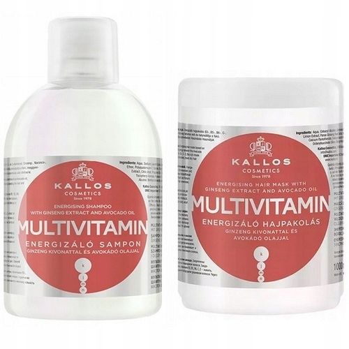 KALLOS ZESTAW ENEGRGETYZUJĄCY MULTIVITAMIN ŻEŃ-SZEŃ MASKA +SZAMPON 2x1000ML
