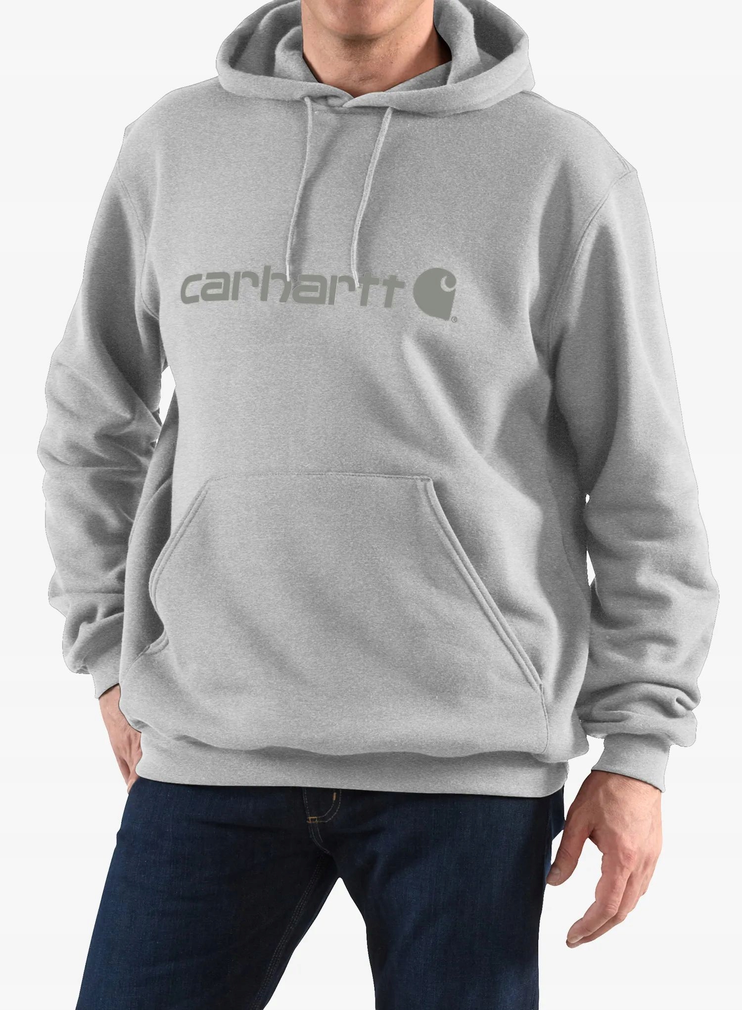 Mikina s kapucí Carhartt Marquette Logo Sweatshirt světle šedá/šedá S