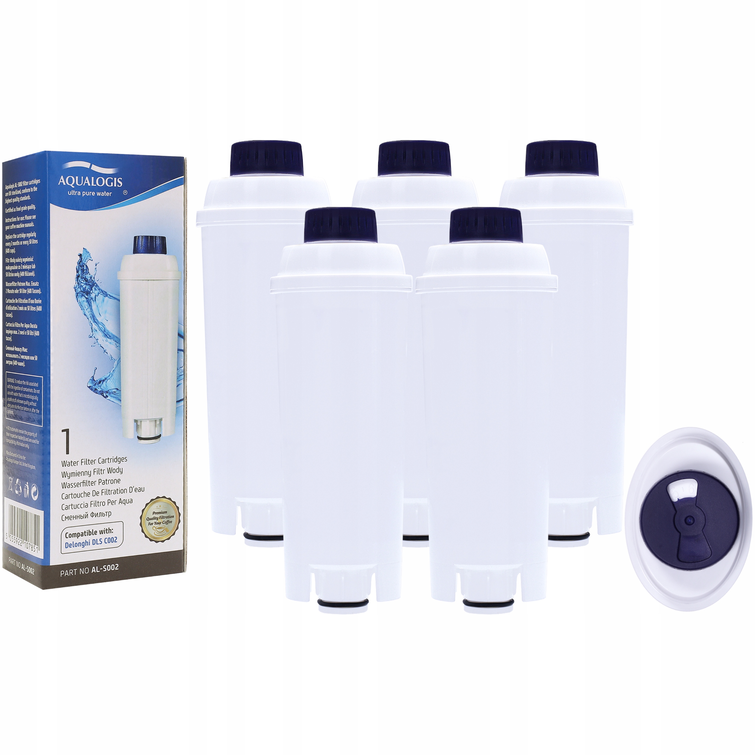 5x filtr do ekspresu Delonghi Dinamica Plus Ecam Eletta wkład Aqualogis