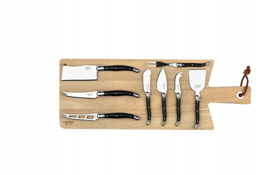 Sada nožov na syr Premium 8ks čierna rukoväť s doskou